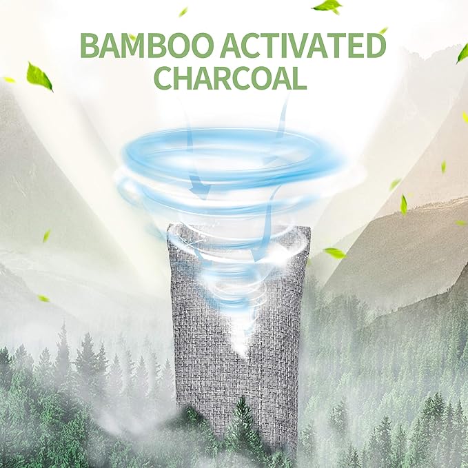 16 Pack Bamboo Charcoal Air Purifying Bag, Activated Charcoal Bags Odor Absorber, Moisture Absorber, Natural Car Air Freshener, Shoe Deodorizer, Odor Eliminators For Home, Pet, Closet (16x50g)