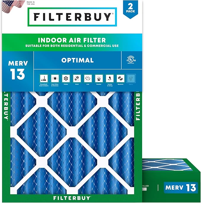 Filterbuy 20x23x4 Air Filter MERV 13 (MPR 1900) Health Defense Replacement (2-Pack), Electrostatic Pleated HVAC AC Furnace Filters, Made in USA (Actual Size: 19.50 x 22.50 x 3.63)
