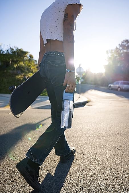 LifeStraw Go Series – BPA-Free Water Filter Bottle for Travel and Everyday use removes Bacteria, parasites and microplastics, Improves Taste, 22oz Cherry Blossom Pink
