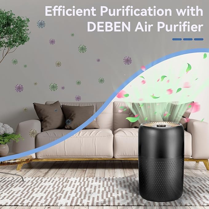 2 Pack YARIKI Air Purifiers for Bedroom Home with Aromatherapy Function,Small Air Purifier with Nightlight Speed Control,24dB Low Noise for Better Sleep,For Pet Room Dorm Kitchen,P60 (Black)