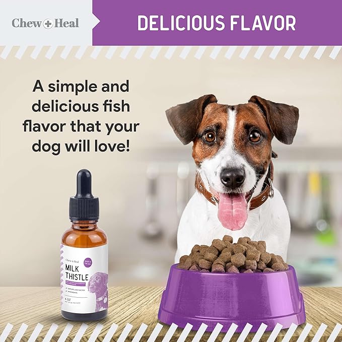 Milk Thistle for Dogs Liver Support - 4 oz Liquid Milk Thistle Supplement for Kidney and Liver Support - with Wild Alaskan Salmon Oil and Moringa Oil - Made in USA