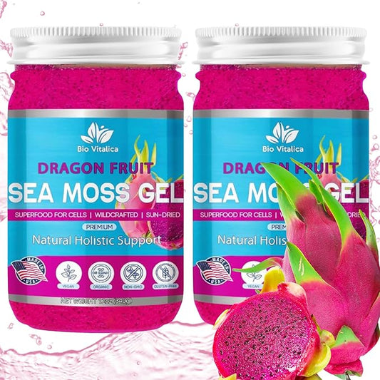 Sea Moss Gel by BioVitalica - Irish sea Moss raw Organic - Premium Quality - Dr Sebi, Vegan superfood for Cells - 100% Natural Seamoss Gel (Pack of 2, Dragon)