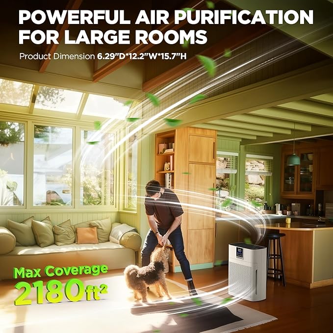 Air Purifiers for Home Large Room up to 2180 Sq Ft, DBFIT HEPA Air Purifier with Washable Nylon Pre-Filter, PM2.5 Air Quality Sensor, Aroma, Air Cleaner for Pet Hair, Odor, Smoke, Dust, Pollen AP2410
