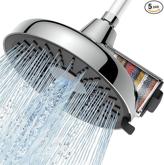 Filtered Shower Head - 8 Inches High Pressure Fixed Rain Showerhead with Filter - Dermatologists Recommend It to Soften Hard Water and Prevent Hair and Skin Problems-filtro para ducha de baño(Chrome)