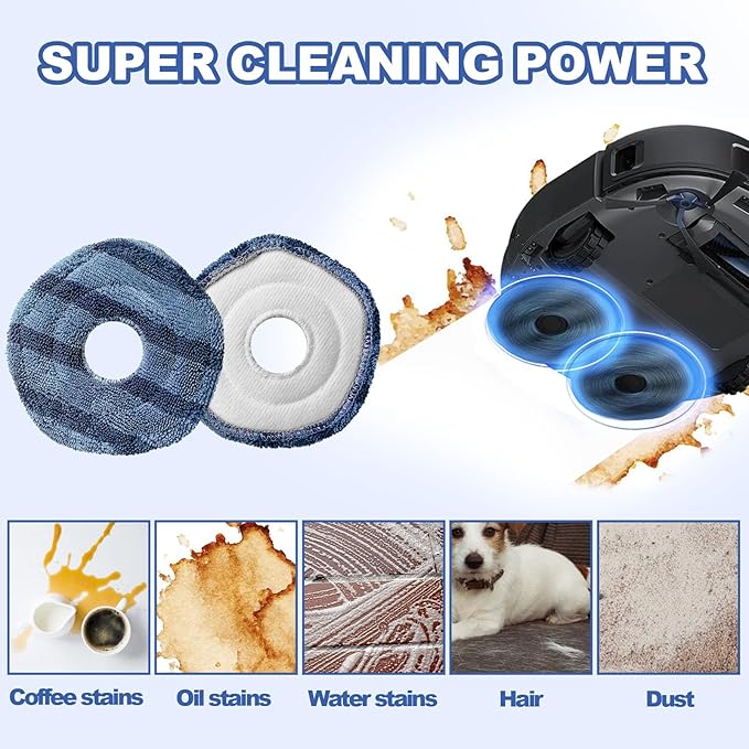 8 Pack Reusable Replacement mop Cloths Compatible with Eufy X10 Pro and eufy X9 Pro Omni Robot Vacuum Cleaner for Efficient Floor Cleaning