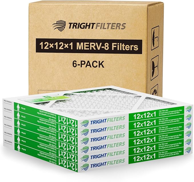 12x12x1 Air Filter 6 Pack, Durable MERV 8 Pleated Home HVAC AC Furnace Filters, Lightweight Compact Air Conditioner Filter Replacement