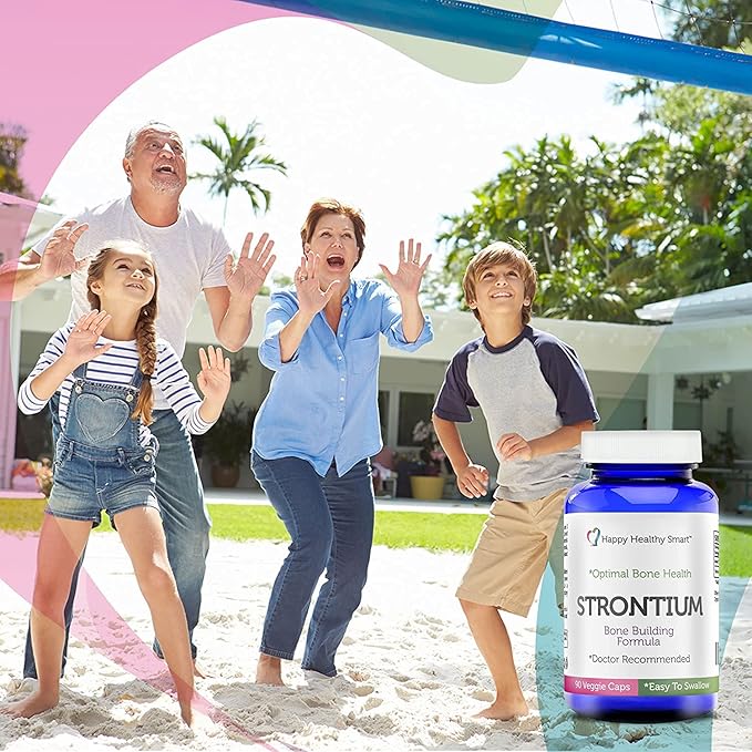 #1 Strontium Bone Healthy Supplement Recommended By Doctors Worldwide 90, Easy To Swallow Veggie Caps Made In The USA