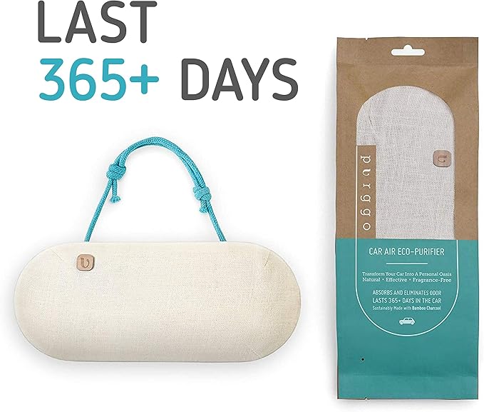 Car Air Freshener - Auto Odor Eliminator - 100% Activated Bamboo Charcoal Air Purifier, Ionizer - Absorb and Remove Smoke Smell - Fragrance-Free Deodorizer - Lasts 365+ Days [Classic Beige]