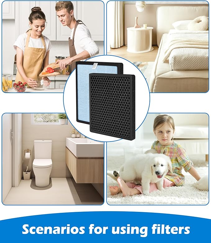 M11 Replacement Filter Compatible with HIMOX M11 Air Purifier, 2-in-1 H13 True HEPA 3-Stage Filtration Activated Carbon, 2 Pack