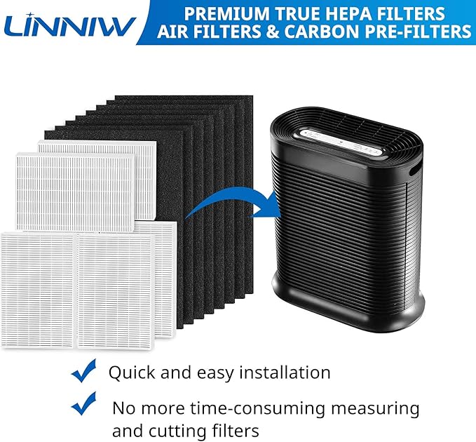 HPA300 HEPA Filter Replacement for Honeywell HPA300, HPA200, HPA100, HPA090 Series Air Purifiers, Replace #HRF-R3, #HRF-R2, #HRF-R1 (6 Ture HEPA Filter R + 8 Activated Carbon Pre-Filter)