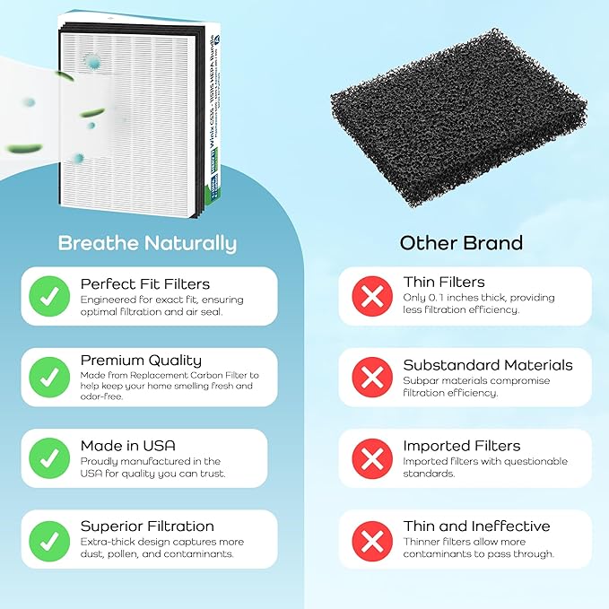 Breathe Naturally Replacement Filters Compatible with Winix C535, Plasmawave 5300, 6300 and Aeramax 300/290 Air Purifiers - HEPA Filters - Carbon Activated Filter (1 HEPA Filter + 4 Carbon Prefilters)