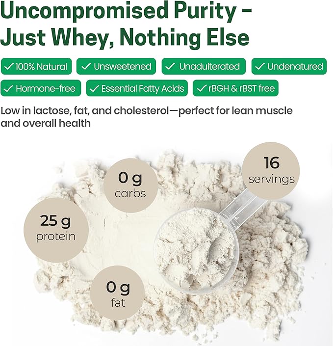 Z Natural Foods Ultra Whey Protein Isolate Powder - Pure, Unflavored, Unsweetened Whey Protein Powder - Flavorless Whey Isolate with Vital Proteins for Fitness, Sports Nutrition, Immune Support, 1 lb