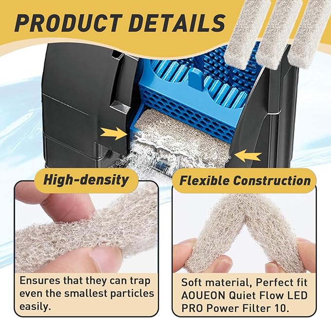 12 Count Ammonia Reducer Filter Pads for Aqueon - Replacement Filter Cartridges Small for Aqueon QuietFlow LED PRO Model 10