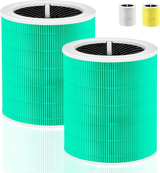 Core 600S Toxin Absorber Replacement Filter for LEVOIT Core 600S & Core 600S-P Air Purifier, 3-in-1 H13 True HEPA with Activated Carbon Filter for Home Large Room,Core 600S-RF,2 Pack,Green