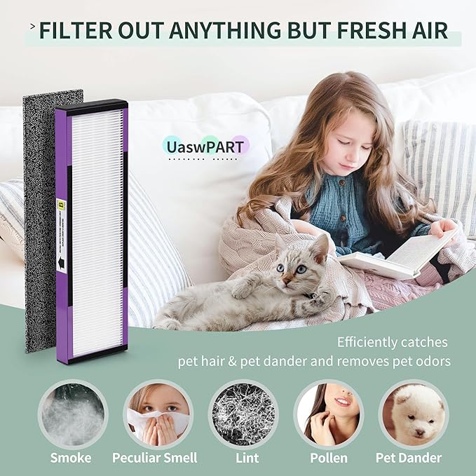 FLT4850PT HEPA Filter B Replacement Compatible with Guardian Technologies Filter B for Models AC4850PT, AC4825, AC4300BPTCA, CDAP4500BCA, AC4820, AC4900 and More, 2x H13 HEPA + 6x Pre-Filters