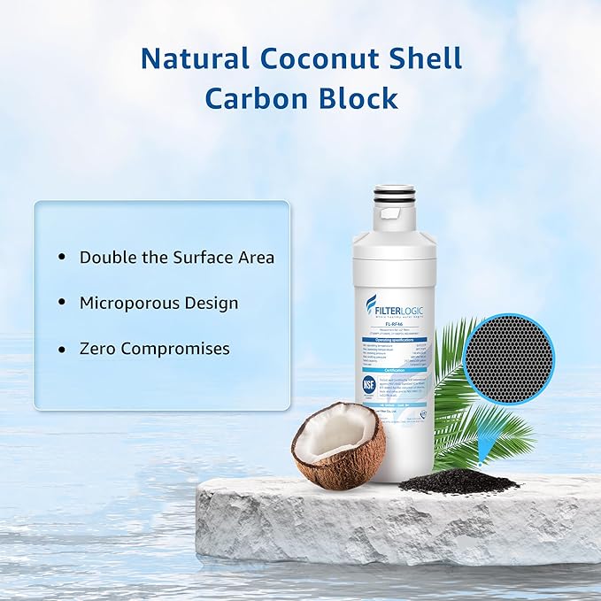 Filterlogic LT1000PC ADQ747935 MDJ64844601 Refrigerator Water Filter, Replacement for LG® LT1000P®/PC/PCS, LFXS26596S, LFXS28596S, LFXC22526S, ADQ74793501, ADQ74793502, Kenmore 46-9980, 3 Filters