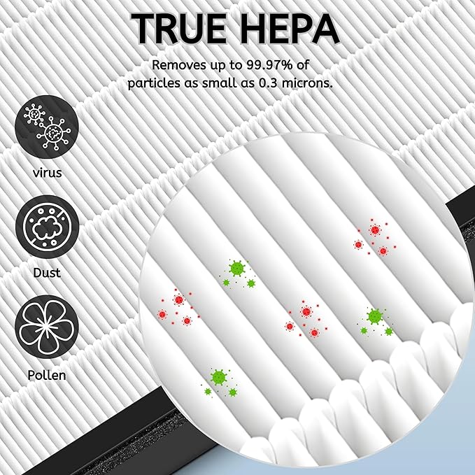 Nispira Replacement HEPA Filter for Rabbit Classic BioGS Air Purifier Models SPA-421A & SPA-582A Plus Activated Carbon Pre Filter 1 Set