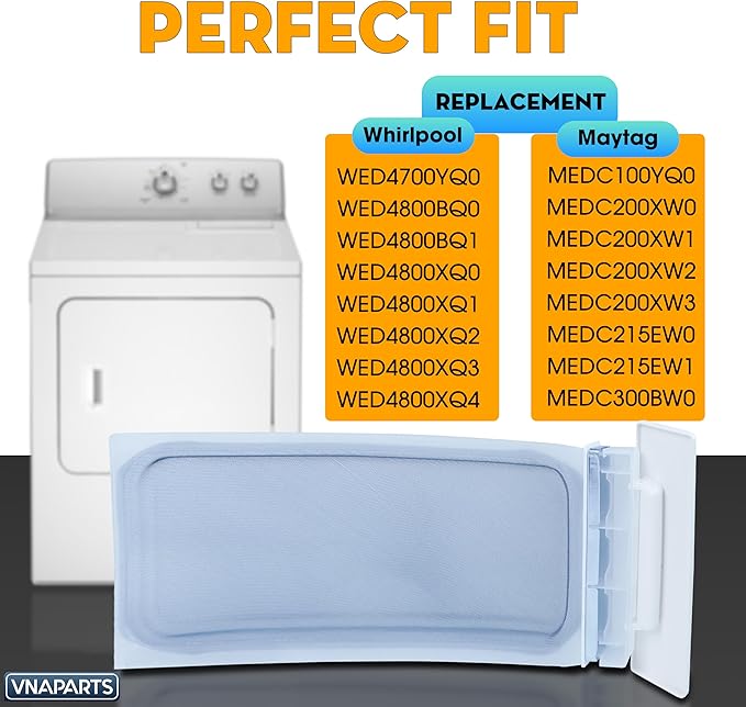 WED4815EW1 WED4800BQ1 MEDC215EW1 Dryer Lint Filter Screen for Whirlpool Maytag WED4800XQ0 WED4900XW0 WED5100VQ0 WED5200VQ01 WED5300VW0 WED5300SQ0 WED5100VQ1 MEDC200XW1 MEDC300BW0 MEDC400VW0 WED5200VQ1