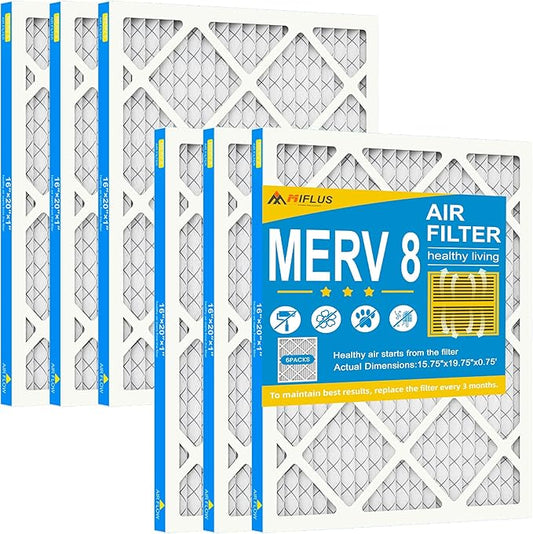16x20x1 Air Filter,MERV 8,Furnace Air Filter for HVAC,Dust Defense-6packs by MIFLUS