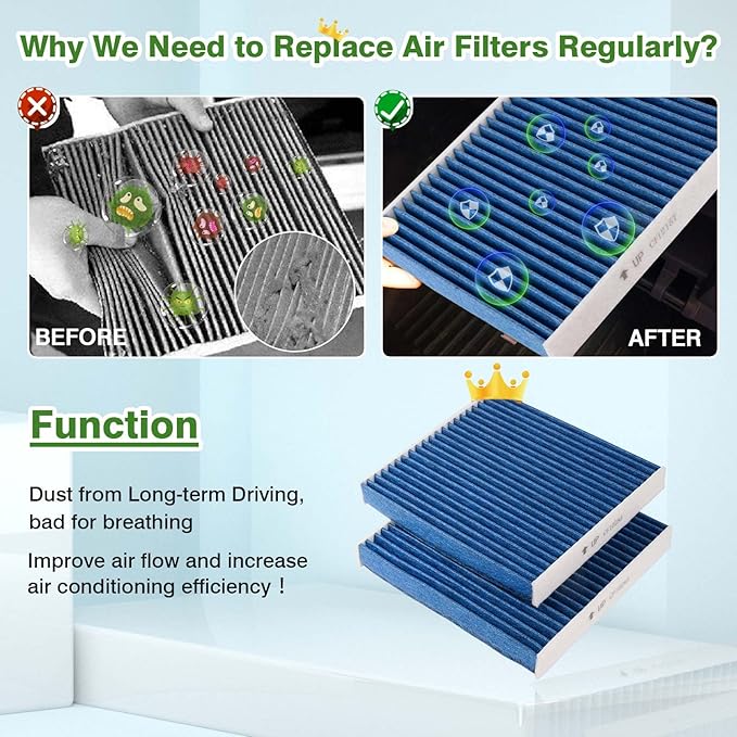 2-Pack HEPA Cabin Air Filter Fits for Mazda CX-9 Toyota RAV4 Corolla Camry Highlander Lexus RX350 Activated Carbon Cabin Filter CF12157 Replacement Accessories