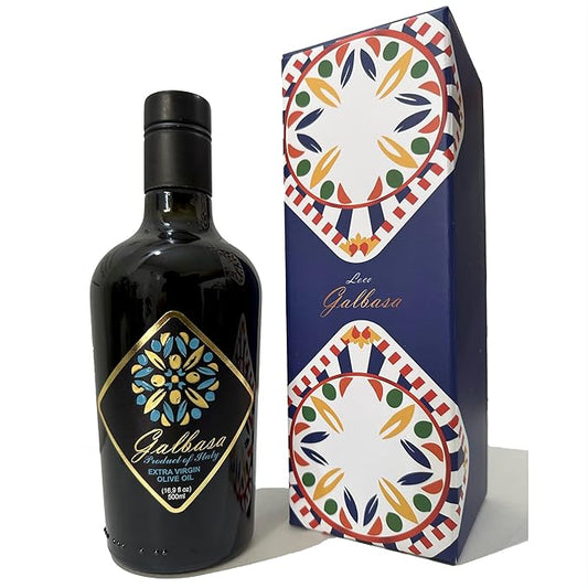 Galbasa - Organic Olive Oil from Sicily, Italy - Extra Virgin, First Cold Pressed, Early Harvest - Polyphenol Rich, Peppery Finish, No Pesticides - 16.9 fl oz