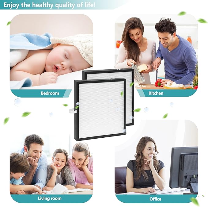 2 Pack KJ217 Air Purifier Filter Replacement, Compatible with MOOKA KJ217 Air Purifier, 3-in-1 True HEPA Filter, High-Efficiency Activated Carbon Filter