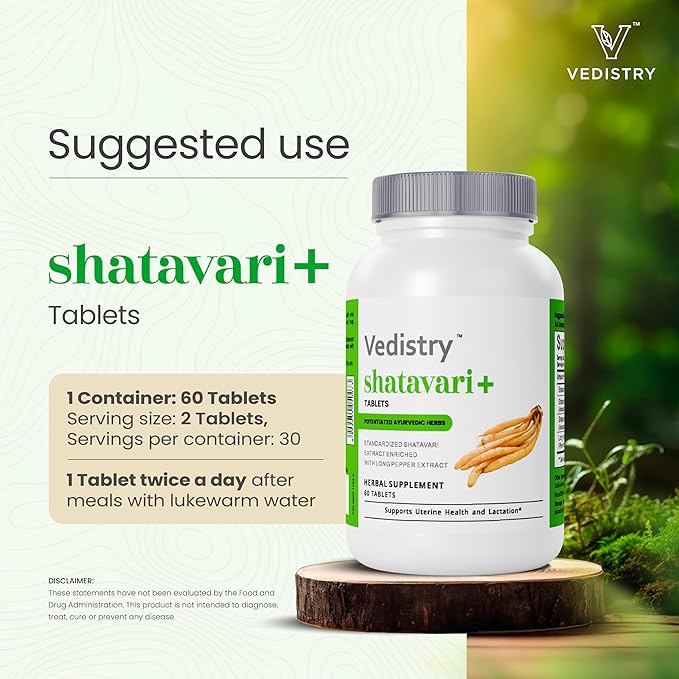 Shatavari Root Extract Tablets for Women | Hormonal Balance & Fertility Support | Lactation & Uterine Health Supplement | 1100mg with Long Pepper | 60 Vegan Tablets