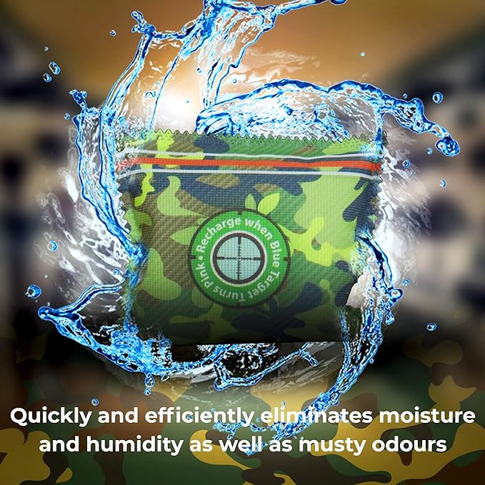 Gun Safe Dehumidifier Camouflage - Rechargeable Desiccant Dehumidifier Bags - Reusable & Absorbs Moisture & Humidity - 2x Pack