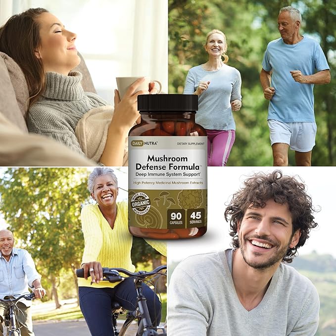 Mushroom Defense Formula - Immune Support Supplement | Organic Mushrooms, Hot Water Extracted - Reishi, Chaga, Maitake, Shiitake & Turkey Tail (90 Capsules)