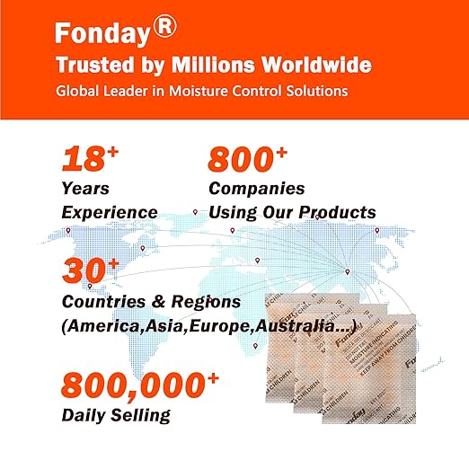 20Gram 50Packets Fonday Rechargeable Silica Gel Desiccant Packets Food Grade Fast Reactivate Desiccant Bags Moisture Indicating Orange to Green