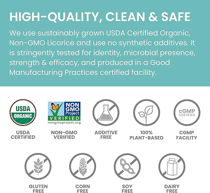 Himalaya Organic Licorice, 60 Day Supply - Digestive Health Supplement for Upset Stomach Relief and Occasional Bloating and Heartburn - USDA Organic, Vegan, Non-GMO, Non-DGL, Gluten Free, 60 Caplets