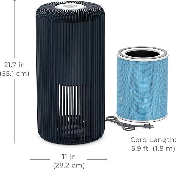 Pure Enrichment PureZone Turbo Smart Air Purifier for Large Rooms (1050 sq. ft. in 30 min.) - Energy Star Rated, 5 Stage Filtration, Smartphone Compatible, Traps Germs, Smoke, & Dust (Graphite)