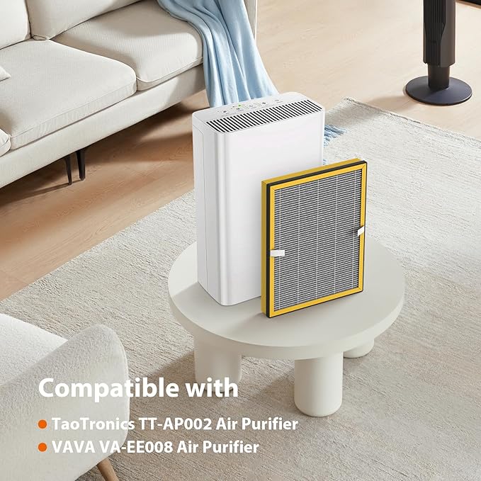 TT-AP002 True HEPA Replacement Filter Compatible with TaoTronics TT-AP002 and VAVA VA-EE008 Air Puri fier, H13 HEPA Filter with Activated carbon, 2-Pack