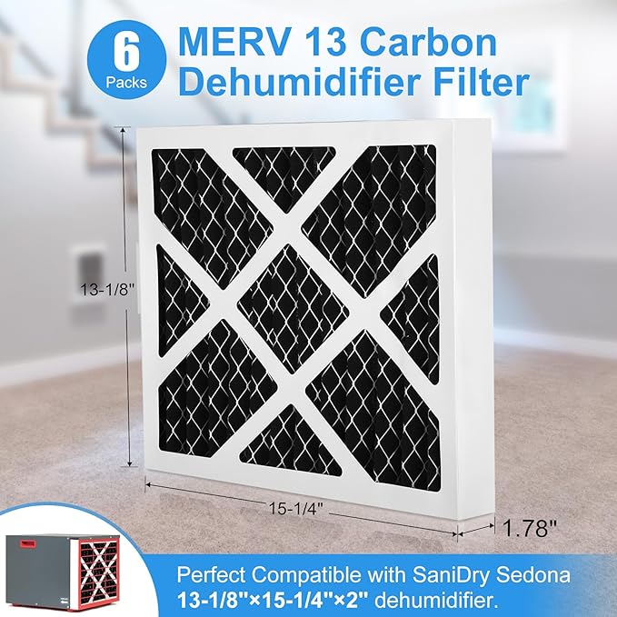 2 Packs PN07126 MERV 13 Carbon Filter Compatible with Sanidry Sedona Dehumidifier Filter pn07126 Replacement for Sanidry Dehumidifier Filters