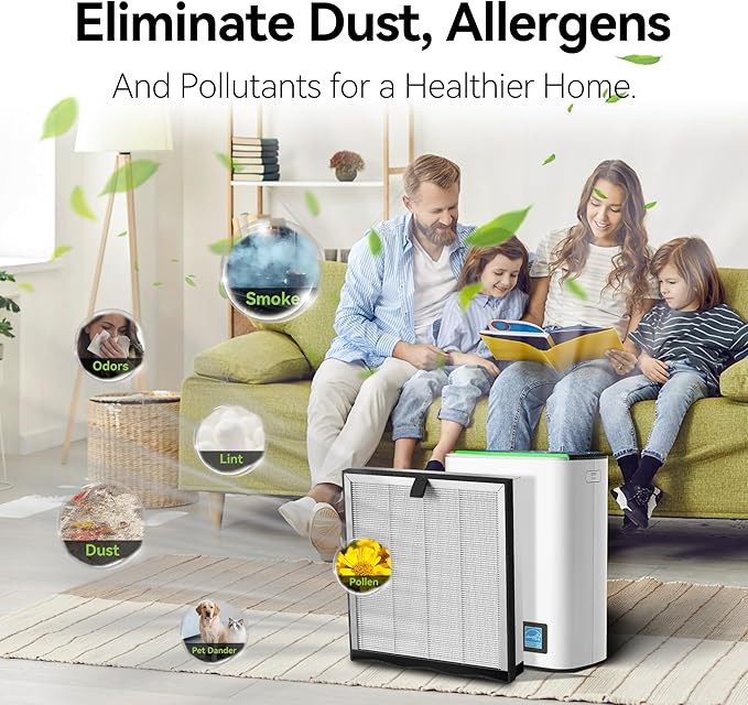 JF239 Replacement Filter Compatible with JF239/JF268 Air Purifier, 3-in-1 High Efficiency H13 True HEPA Activated Carbon Filter 2Pack