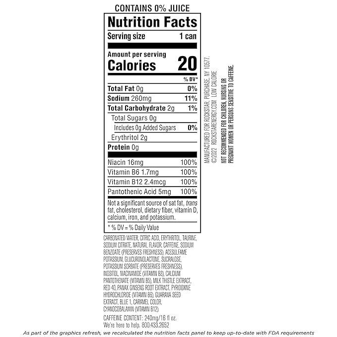 Rockstar Pure Zero Energy Drink,Watermelon Kiwi, 0 Sugar, with Caffeine and Taurine, 16oz Cans (12 Pack) (Packaging May Vary)
