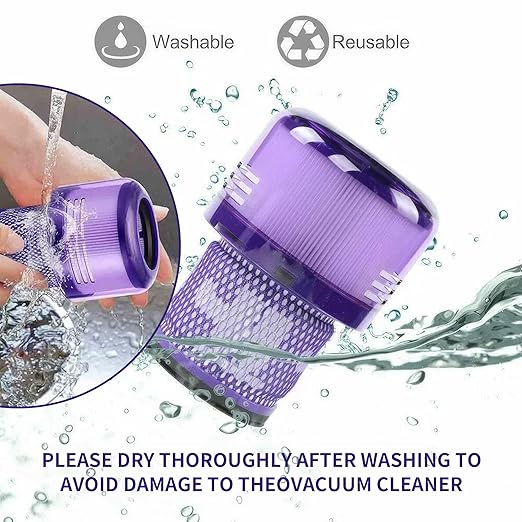 3-Pack V12 Vacuum Filter Replacement Compatible for Dyson V12 Detect Slim, Animal, Slim+ & Absolute – Part No. 971517-01, Compatible with Dyson SV34, SV35 Models