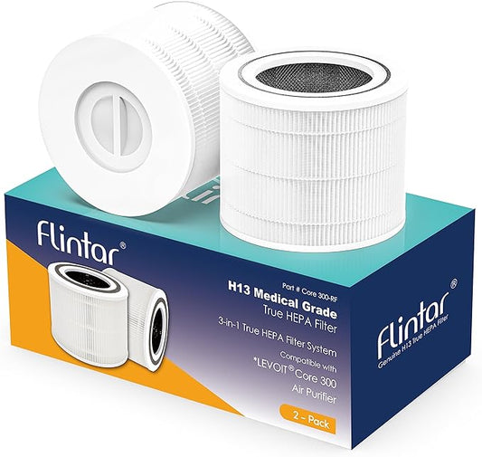 Flintar Core 300 Replacement Filters, Made in Taiwan, Compatible with LEVOIT Core 300-P, Core 300S Air Purifier, 3-in-1 H13 True HEPA Filter Replacement, Core 300-RF, 2-Pack