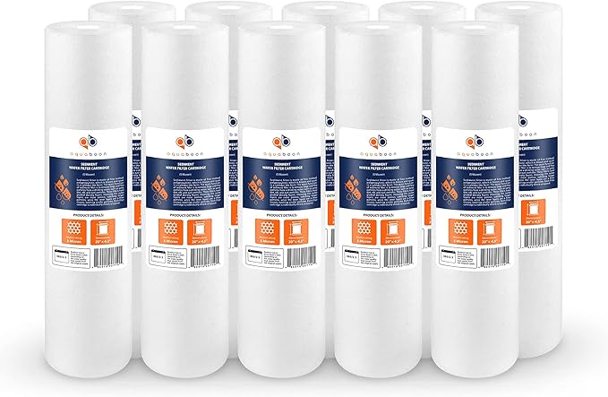 Aquaboon 5 Micron 20 x 4.5 Whole House Sediment Filter Cartridge 20 inch Water Filter Replacement Compatible with DGD-5005-20, FP25B, AP810-2, 10-Pack