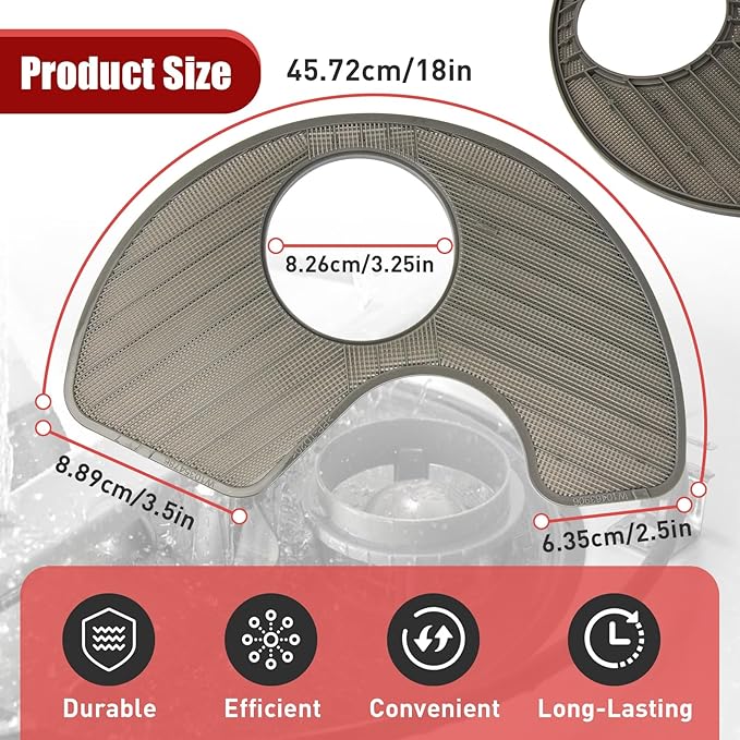 WPW10463906 Dishwasher Screen Filter- Compatible with Whirlpool KitchenAid Amana Maytag Kitchen Dishwashers - Replaces WPW10195360,2312301,PS11755148,AP6021820