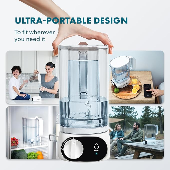 Countertop Electric Water Filter Pitcher with 6-Month UltraFiltration - Fast 2-Min Filtration, Removes 99% Lead, PFAS, Mercury & Chlorine - BPA Free, 50oz Capacity