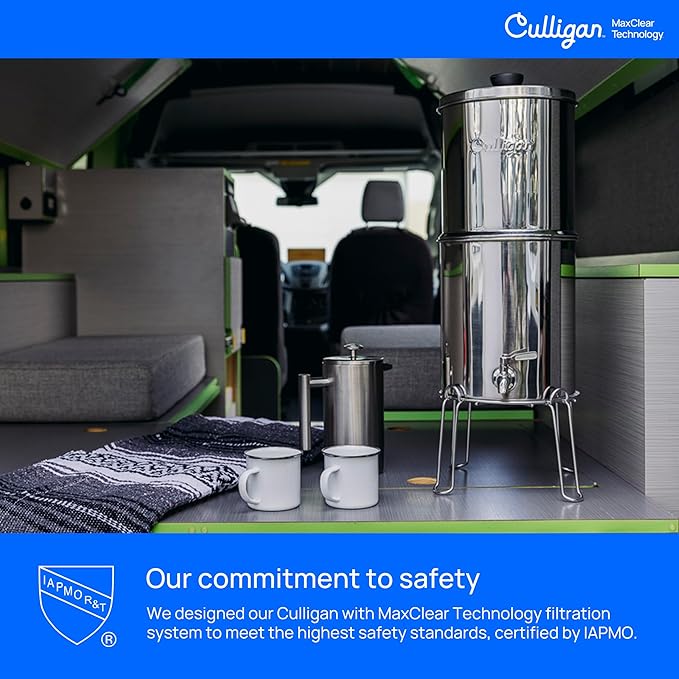 Culligan MaxClear 7” Gravity Water Filter Replacement Compatible with Berkey Water Filter Systems, Ceramic & Carbon Gravity Filter NSF/ANSI Certified, Reduce Total PFAS, Microplastics & Lead, 3-Pack