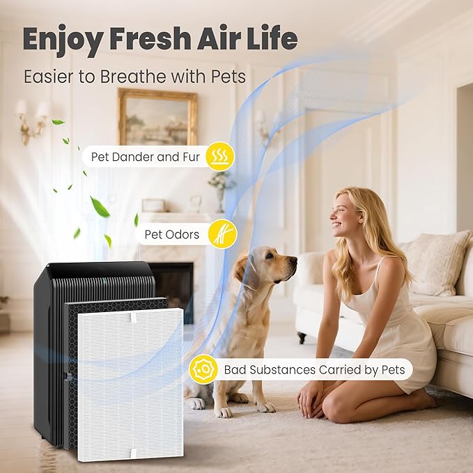 116130 Replacement Filter H for Winix 5500-2 AM80 Plasmawave Air Purifier, Includes 1 Pack True HEPA Filter and 1 Pack Activated Carbon Filter