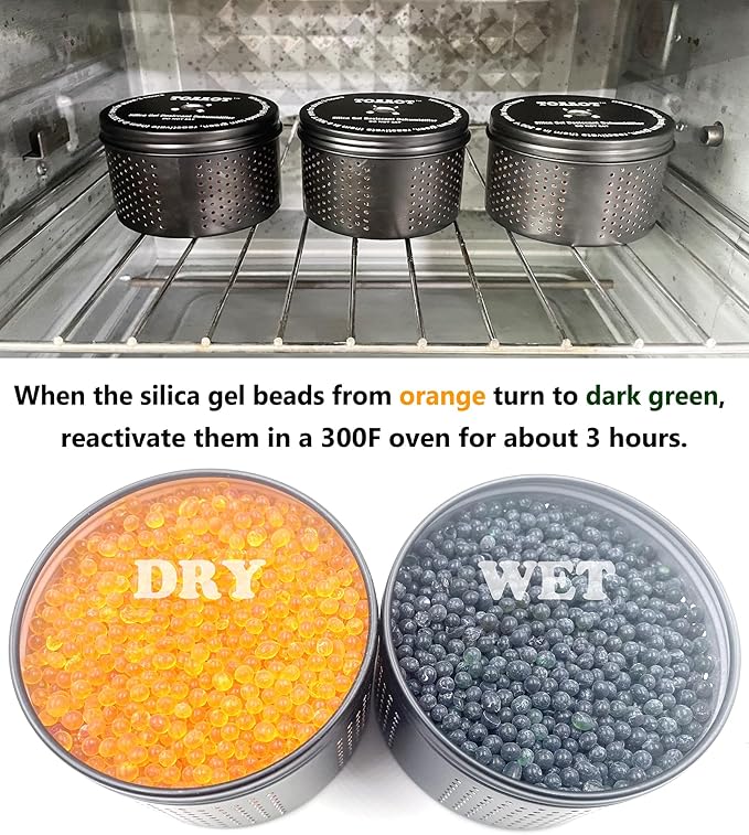 Gun Safe Dehumidifier, Moisture Absorbers, TOAAOT 200g Silica Gel Canister for Gun Case, Tool Box (3 Units)