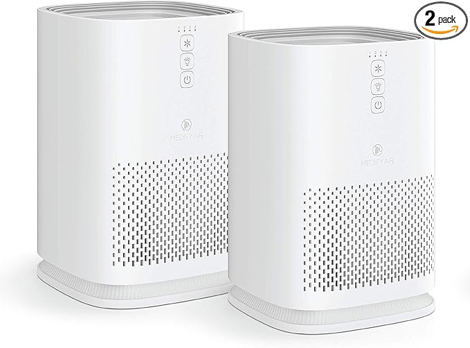 Medify MA-14 Air Purifier with True HEPA H13 Filter 428 ft² per Hour for Smoke, Odors, Pollen | Removal to 0.1 Microns White, 2-Pack