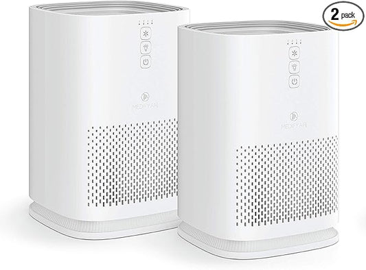 Medify MA-14 Air Purifier with True HEPA H13 Filter 428 ft² per Hour for Smoke, Odors, Pollen | Removal to 0.1 Microns White, 2-Pack