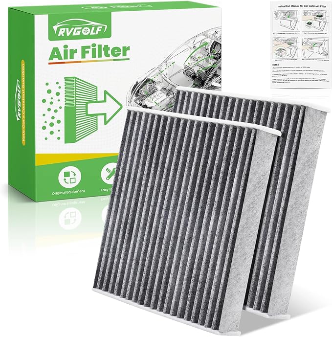 2-Pcs Cabin Air Filter Air Conditioner with Activated Carbon for Nissan Rogue 2014-2020, Rogue Sport 2017-2022, Qashqai 2017-2022 Car Replacement for CF11854 CAF1941P Automotive Accessories