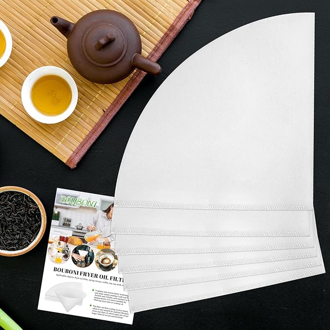10" Fryer Oil Filter 25pcs Non Woven Cooking Oil Filter Grease Filters for Deep Fryer Maple Syrup Filter Cones White Beeswax Filters for Hotels Restaurants Cafes Food Trucks Kitchens