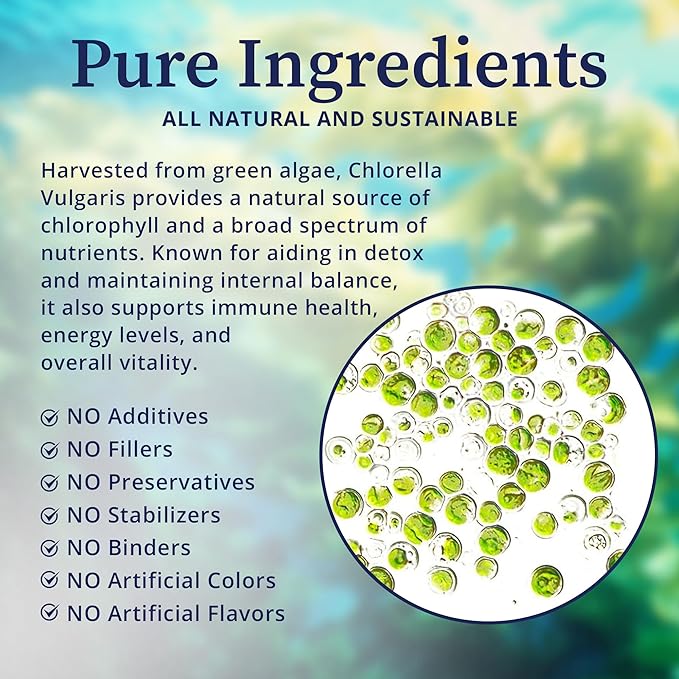 BioPure Chlorella Vulgaris Powder – Nutrient-Dense, Nutraceutical Superfood Packed with Proteins, Vitamins, Minerals & Amino Acids for Detox, Immune Support, and Whole-Body Wellness – 200g