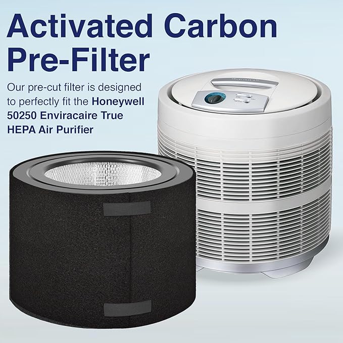 Replacement Pre-Filter Compatible with Honeywell 50250 Air Purifier – Fits Models Using True HEPA Filters – Activated Carbon and Zeolite for Odor Control (1 Pack)